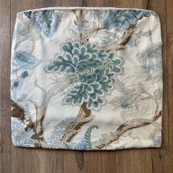 Linen Floral Pillow Cover 22 inches Square Handmade - Picture 2 of 7